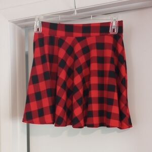 Red and Black Plaid Skirt